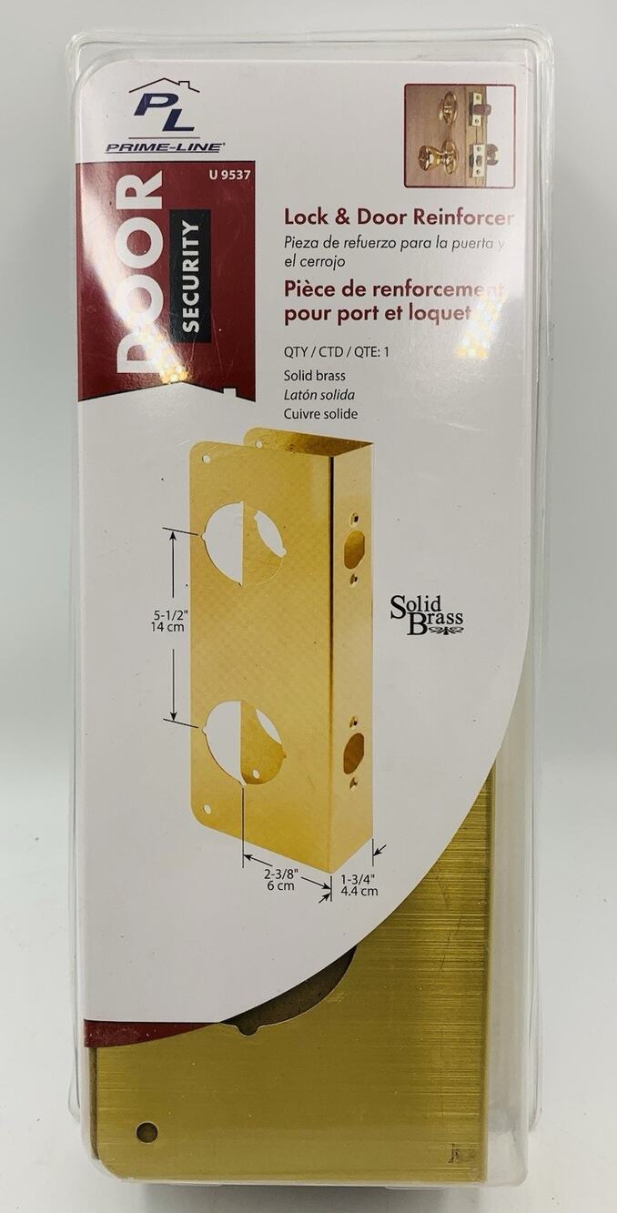 Prime-Line U 9537 Lock and Door Reinforcer – Reinforce 1-3/4 in., Brass